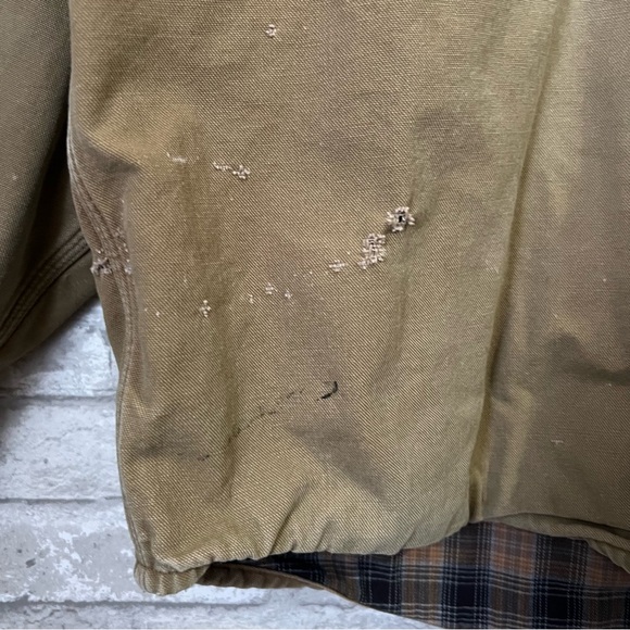 Vintage Carhartt Men's XL S96 Brown Duck Canvas Shirt Jacket Flannel Lined Snap - Picture 14 of 16